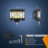 Side Shooter LED Light Bar 2PCS 4.3 Inch Triple Row Spot Flood Combo Lights Work Lighting with 5Pin Rocker Switch Wiring Harness Kit for Off Road Light on Truck SUV ATV UTV