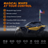Nilight RGB Whip Light 1PC 5FT Lighted Antenna Whips with Remote & App Control DIY Chasing Patterns Brake Reverse Lights for ATV UTV Polaris RZR Can-am Dune Buggy Pickup Trucks Jeep