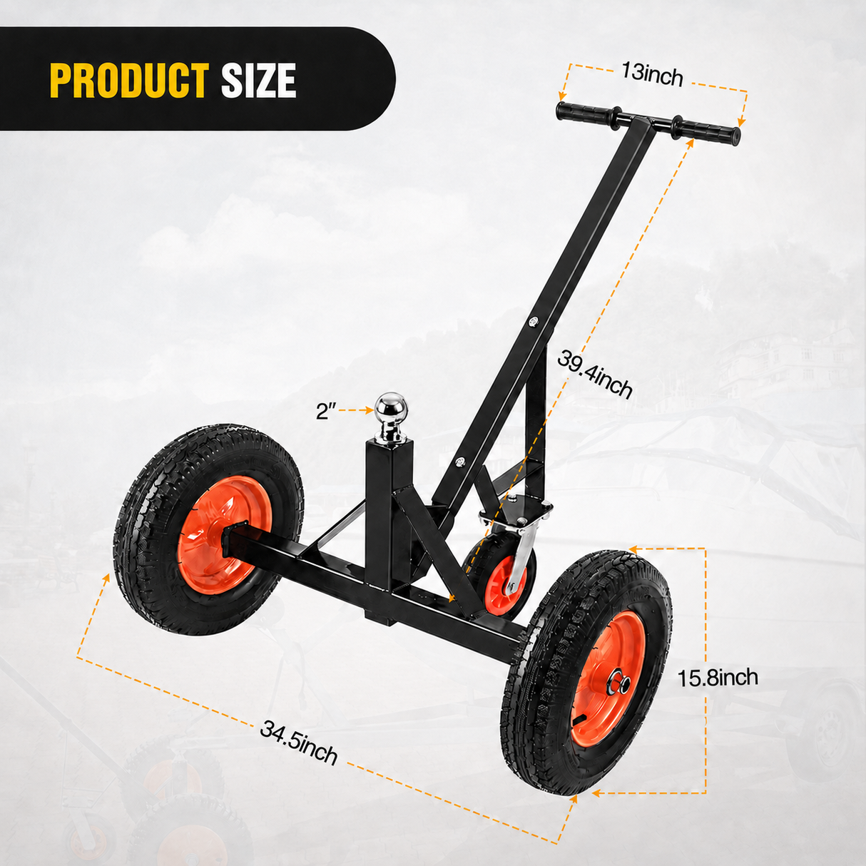 Nilight Trailer Dolly 1000LBS Tongue Weight Capacity, 2 Inch Ball, 16 Inch Tires For RV, Boat, Jet Ski, Car, Car Accessories