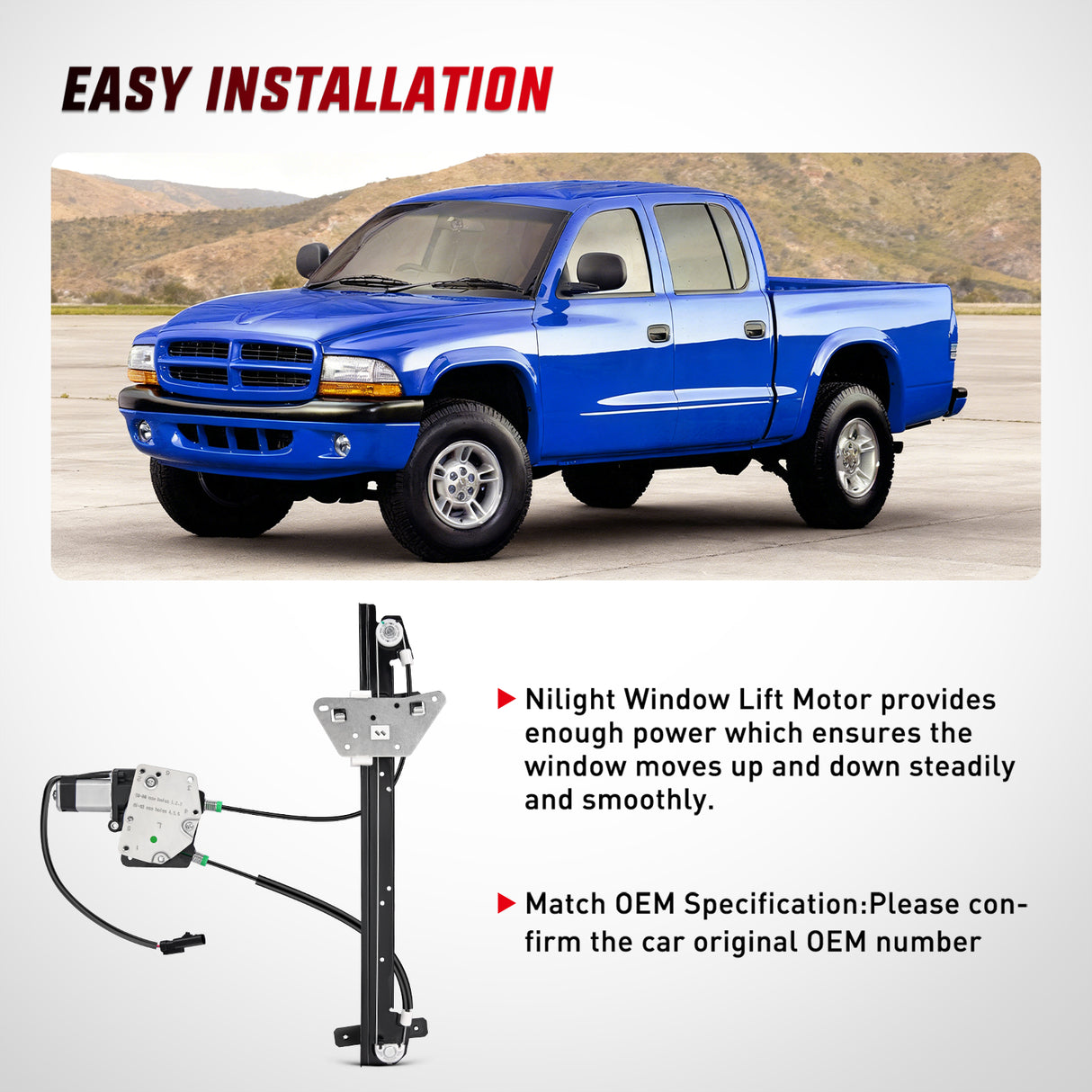 741-649 Power Window Regulator and Motor Front Driver Side Compatible with Dodge Dakota 2000 2001 2002 2003 2004,Dodge Durango 1998 1999 2000 2001 2002 2003,Front Left Side