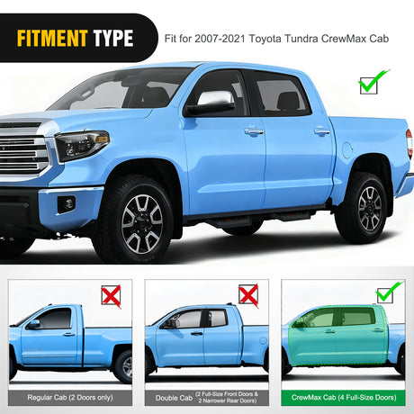 Nilight 2007 2008 2009 2010 2011 2012 2013 2014 2015 2016 2017 2018 2019 2020 2021 Toyota Tundra CrewMax Cab Running Boards 3.6 Inch Drop Side Steps Bolt-on Black Powder Coated
