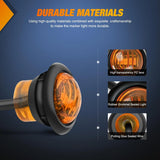 3/4 inch Amber Round LED Marker Lights 2 Connectors (10 Pcs) Nilight