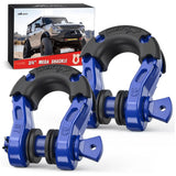 3/4 inch Mega D-Ring Shackle With 7/8 inch Screw Pin 68000LBS Blue (Pair) Nilight