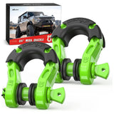 3/4 inch Mega D-Ring Shackle With 7/8 inch Screw Pin 68000LBS Green (Pair) Nilight