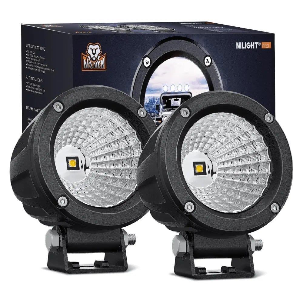 3inch 10W 1080LM Flood Round Built-in EMC LED Work Lights (Pair) – Nilight
