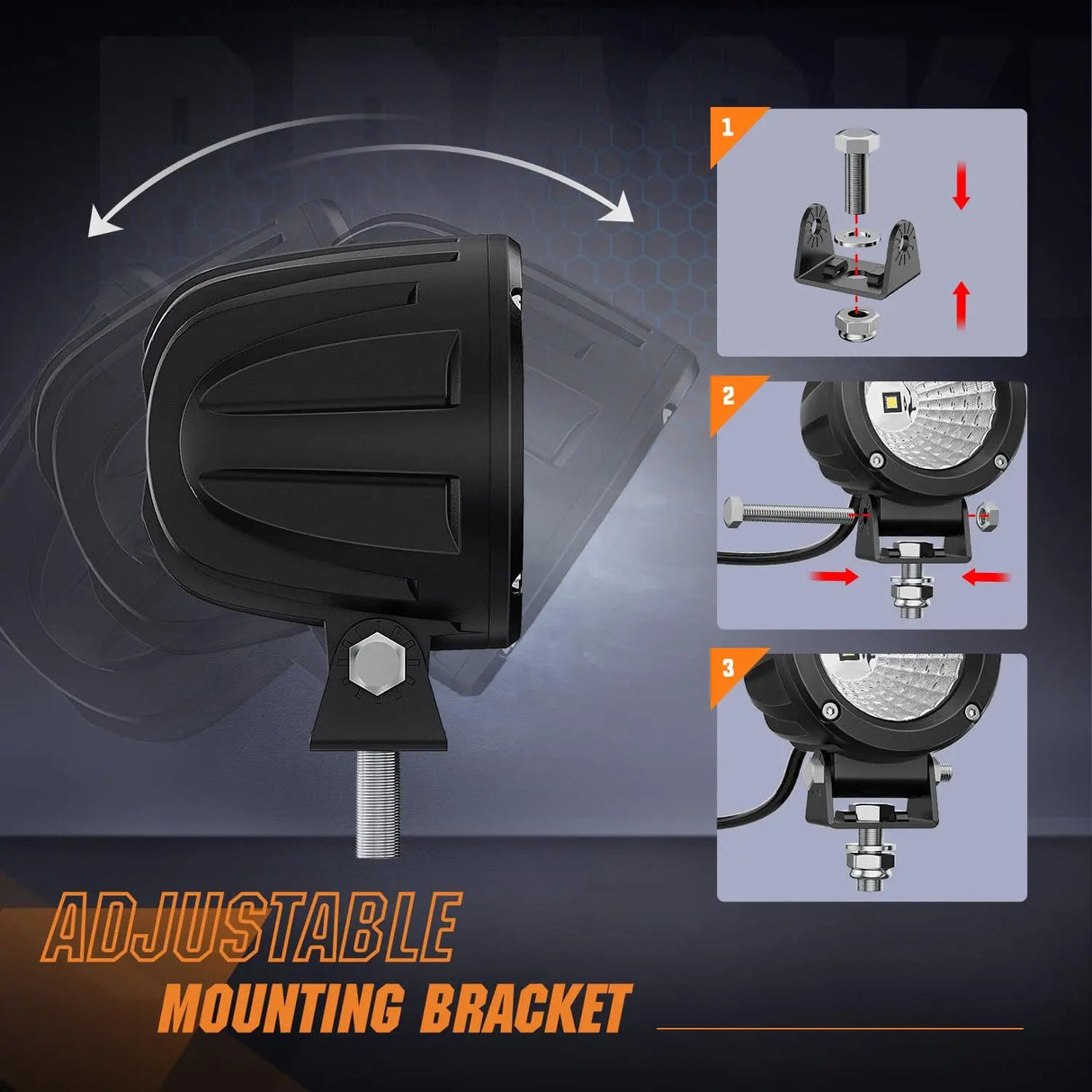 3 Inch 10W 1080LM Flood Round Built-in EMC LED Work Lights (Pair) | 18AWG DT Wire Nilight