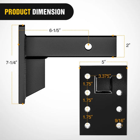 3-Position Pintle Hook Mount for 2 Inch Hitch Receiver Nilight