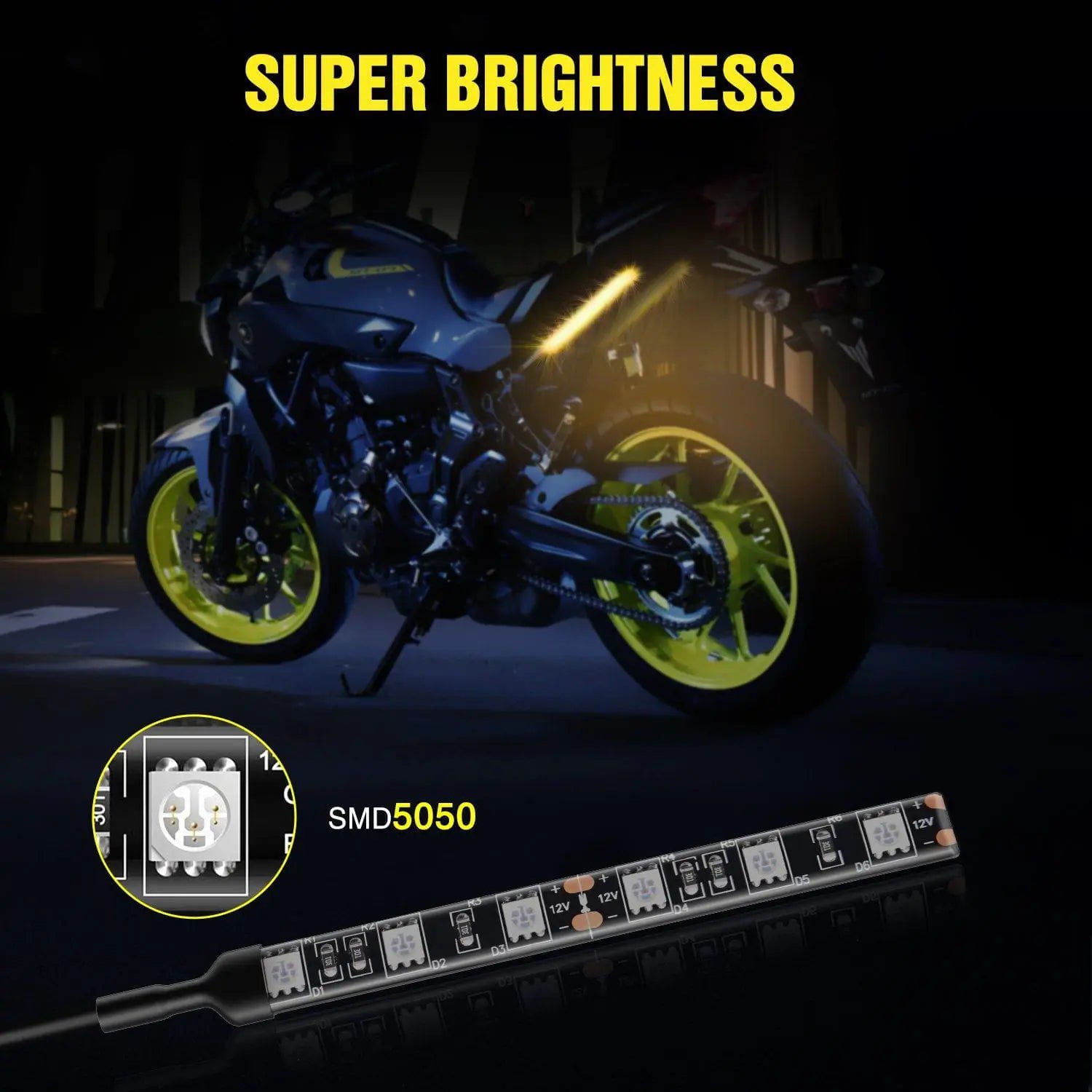 Trailer Light 3.5" 6-5050-SMD Amber LED Light Strip 2PCS