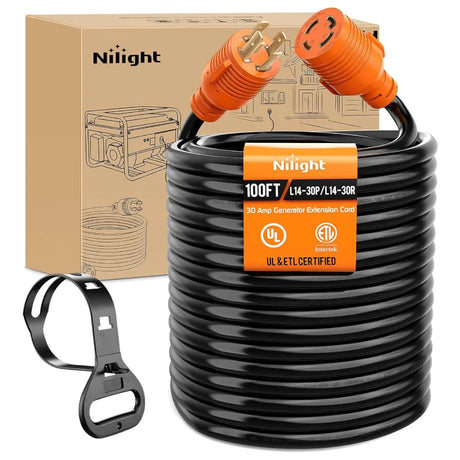30Amp 100FT Generator Extension Cord Drag Tool Nilight