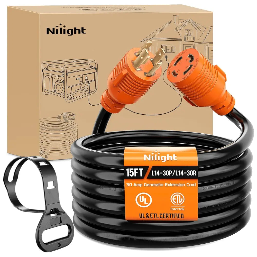 30 Amp 15FT Generator Extension Cord 125/250V 7500 Watt Heavy Duty