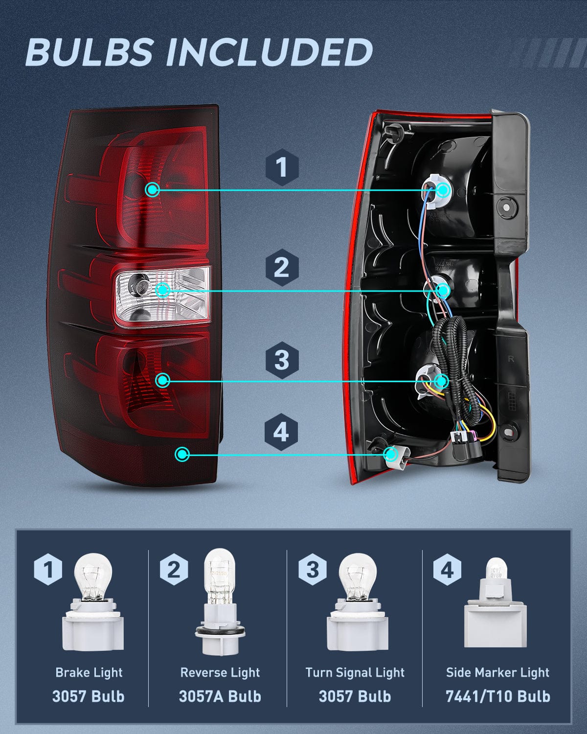 Nilight Taillight Assembly Compatible With 2007 2008 2009 2010 2011 2012 2013 2014 Chevy Chevrolet Tahoe Suburban Tail Lights Rear Lamps Replacement Driver Dark Red