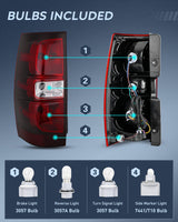 Nilight Taillight Assembly Compatible With 2007 2008 2009 2010 2011 2012 2013 2014 Chevy Chevrolet Tahoe Suburban Tail Lights Rear Lamps Replacement Driver Dark Red