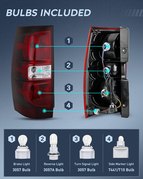 Nilight Taillight Assembly Compatible With 2007 2008 2009 2010 2011 2012 2013 2014 Chevy Chevrolet Tahoe Suburban Tail Lights Rear Lamps Replacement Driver Dark Red