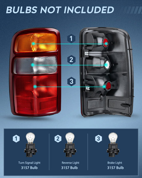 Nilight Taillight Assembly Compatible with 2000 2001 2002 2003 2004 2005 2006 Chevy Tahoe Suburban GMC Yukon Tail Light OE Style Rear Lamp Replacement Driver and Passenger Side
