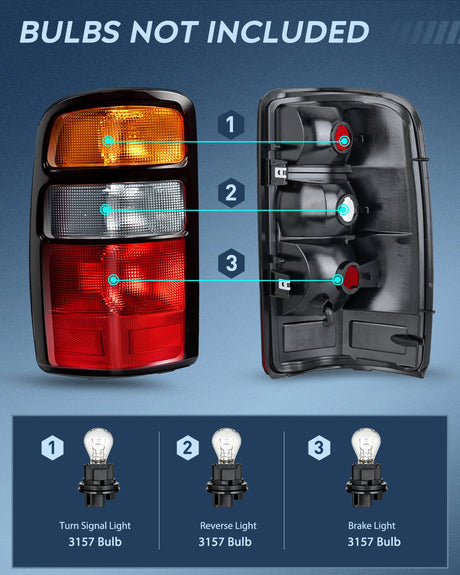 Nilight Taillight Assembly Compatible with 2000 2001 2002 2003 2004 2005 2006 Chevy Tahoe Suburban GMC Yukon Tail Light OE Style Rear Lamp Replacement Driver and Passenger Side