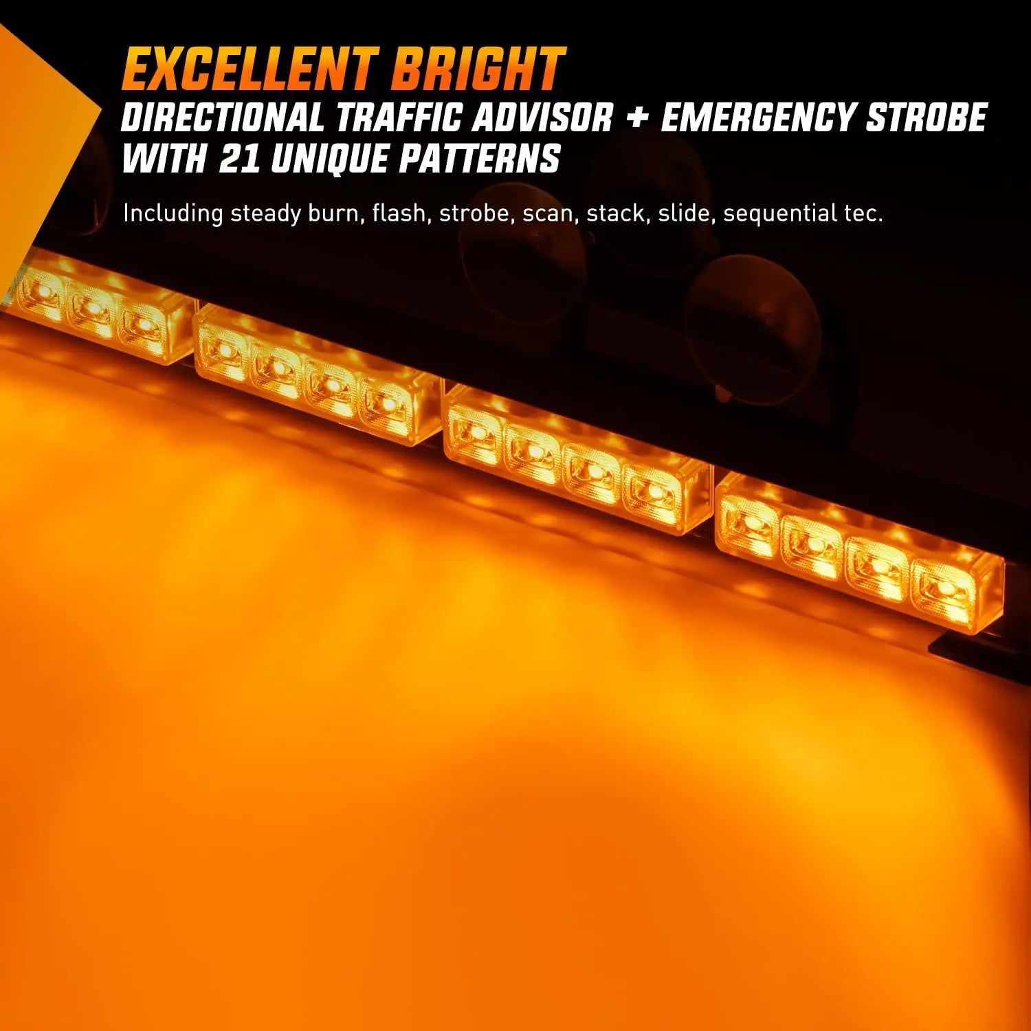 led strobe light 35" 32 Leds Traffic Advisor Strobe Amber Light Bar