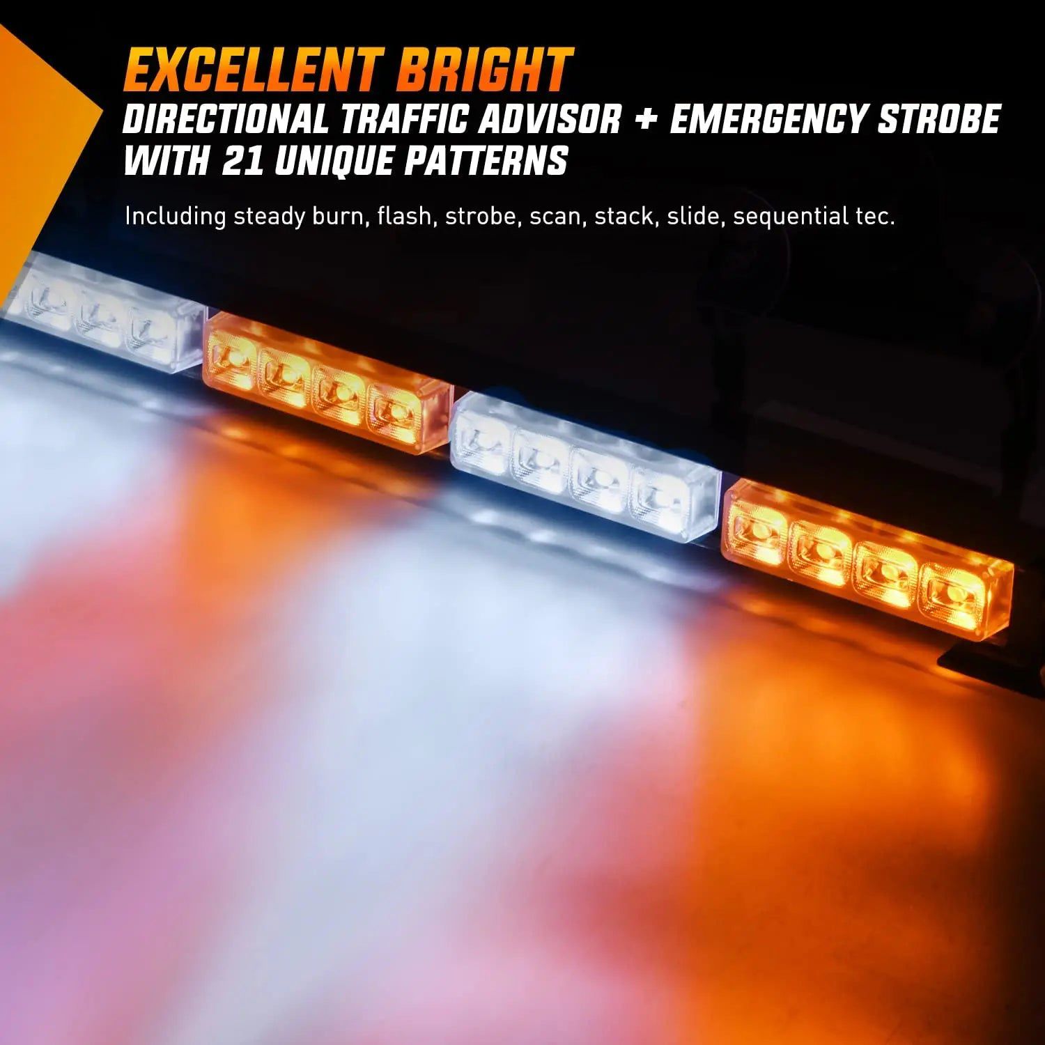 led strobe light 35" 32 Leds Traffic Advisor Strobe Amber White Light Bar