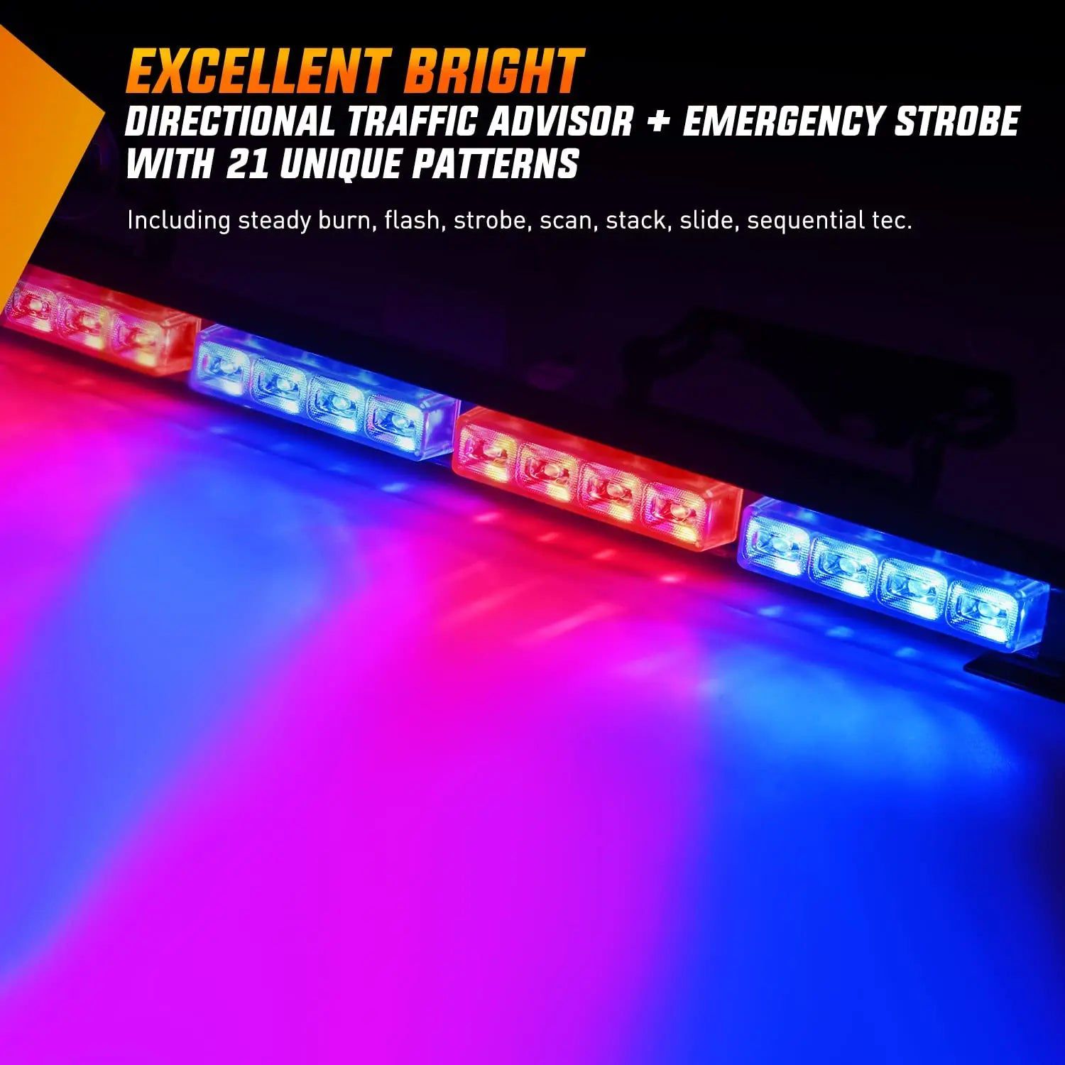led strobe light 35" 32 Leds Traffic Advisor Strobe Blue Red Light Bar