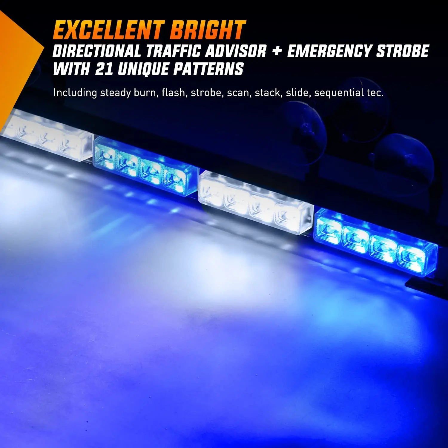 led strobe light 35" 32 Leds Traffic Advisor Strobe Blue White Light Bar