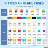 372Pcs Fuses Assortment Kit Standard Mini LP Mini Micro2 Blade Fuse Nilight