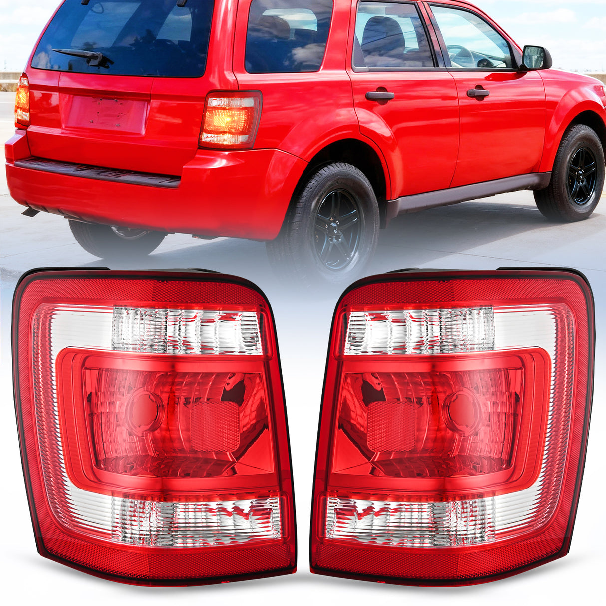 Taillight Assembly Compatible with 2008 2009 2010 2011 2012 Ford Escape Tail Lights Rear Lamp Replacement OE Style Driver and Passenger Side