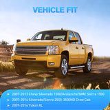 Window Visor Compatible with Chevy Silverado 1500/Avalanche 2007 2008 2009 2010 2011 2012 2013 GMC Sierra 1500/Silverado/Sierra 2500-3500HD Crew Cab Yukon XL in Channel Rain Guards