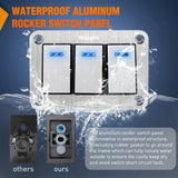 3Gang Aluminum 3Pin ON/Off Blue Led Rocker Switch Panel Nilight