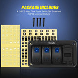 3Gang Aluminum 5Pin ON/Off Blue Rocker Switch Panel w/ PD Type C & USB Charger Voltmeter Nilight