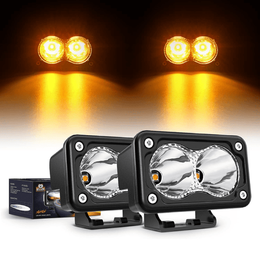 3" 10W 2360LM Amber Spot Built-in EMC LED Work Lights (Pair) Nilight