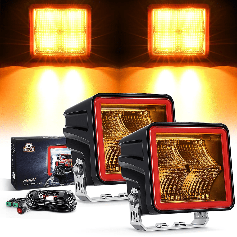 3" 20W 1240LM Amber DRL Spot Cube LED Pods (Pair) | 16AWG DT Wire Nilight
