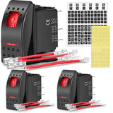3Pcs 5Pin SPST On/Off Rocker Switch Red Nilight