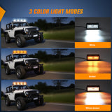 LED Light Bar 6.5Inch Off-Road LED Light Bar, 2PCS 120W 3 Lighting Modes (White/Amber/White&Amber) Driving Fog Light Spot Flood Lights with 18AWG Wiring Harness for Truck Car ATV SUV Jeep Boat