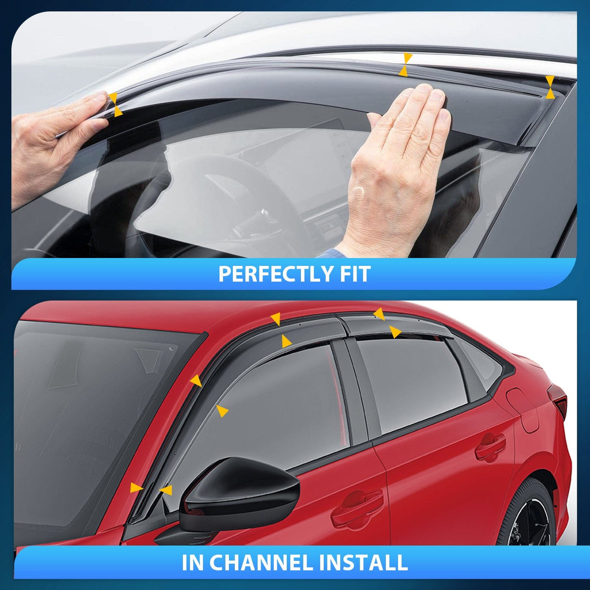 Rain Guards Rain Guards for Honda Civic Hatchback HB LX Sport Touring EX-L 2022 2023 2024 Window Deflectors, Vent Window Visors-4pcs