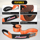 3 x 8 Inch Tow Strap with Winch Snatch Block Pulley and D-Ring Shackles Nilight