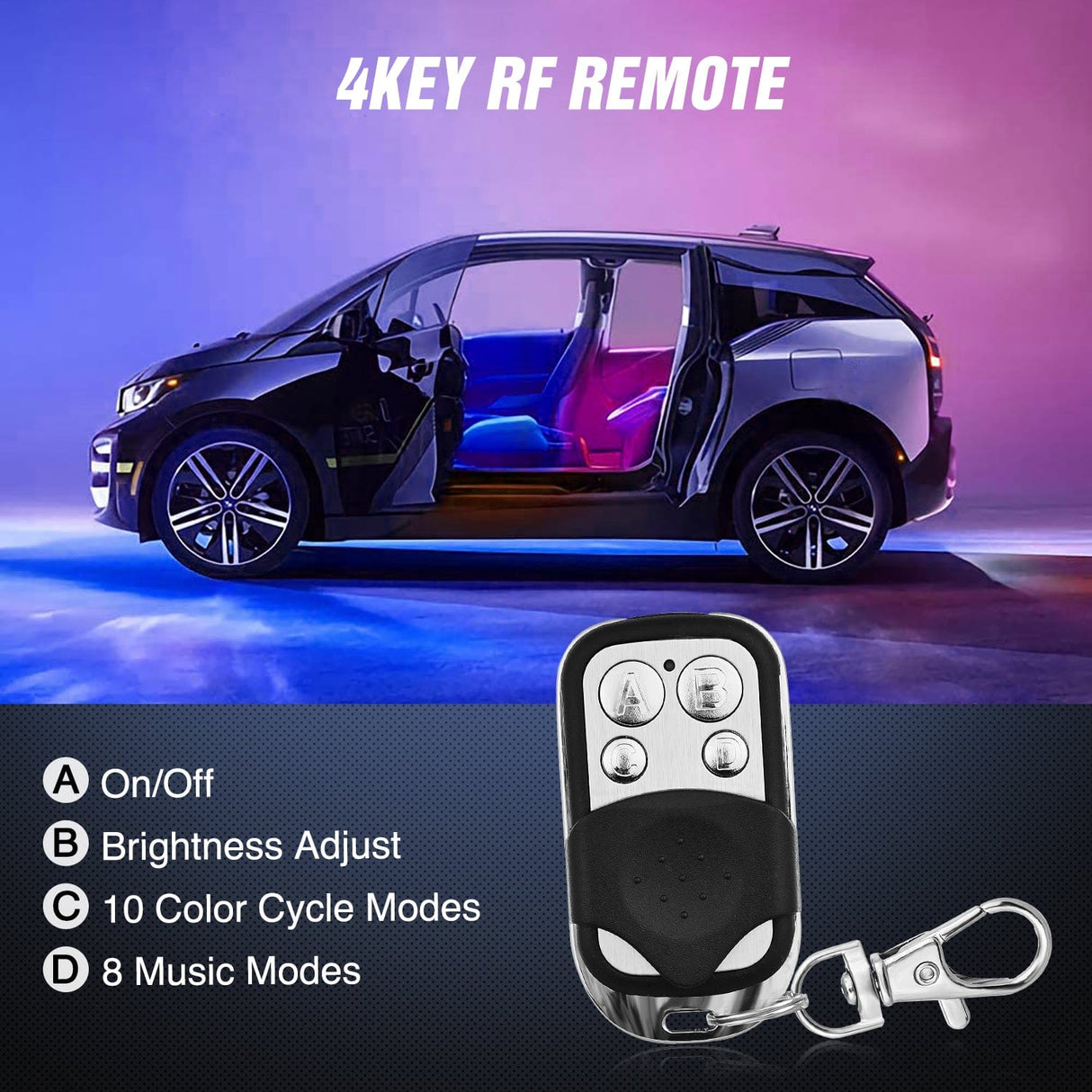 Nilight 72 LED Interior Car Strip Lights RGB-IC Dream Color 12V DC with App RF Remote Control Multicolor Under Car Dash Lighting 2 Lines Design Music Sync Mode for Cars Truck ATV UTV