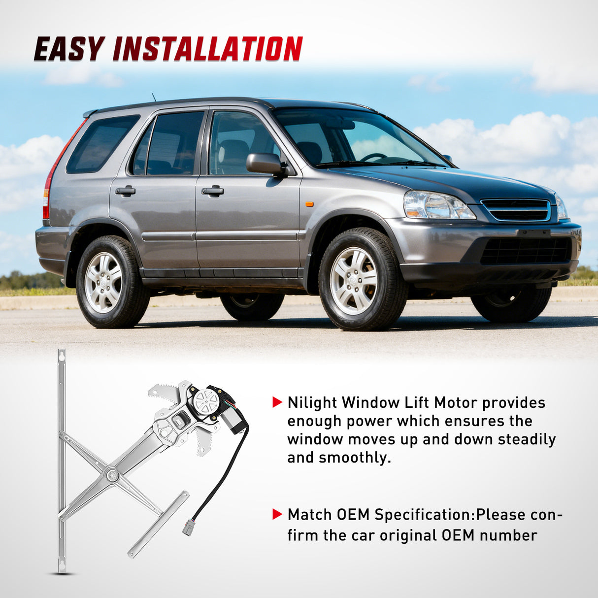 741-951 Front Right Window Regulator with Motor, Compatible with 1997 1998 1999 2000 2001 Honda CR-V, Power Window Lift Motor Assembly, Passenger Side, OE Replacement