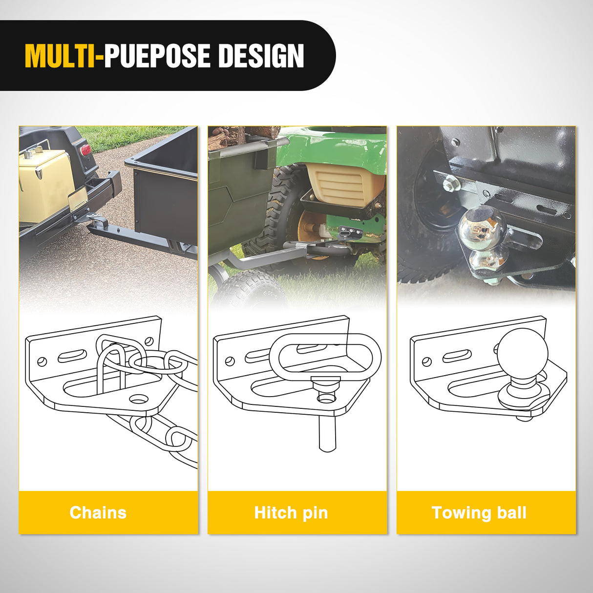 Nilight Universal Heavy Duty Zero Turn Mower Trailer Hitch Kit Strong Neodymium Magnetic Pin with 4 Bolts 1/2Inch R-Clip Combo Pack Red 6mm Thick