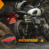 Nilight Motorcycle Tail Lights LED Brake Running Light with License Plate Bracket Dirt Bike Rear Lighting Compatible with Honda Yamaha Kawasaki Suzuki Chopper Turing Cruiser, Red