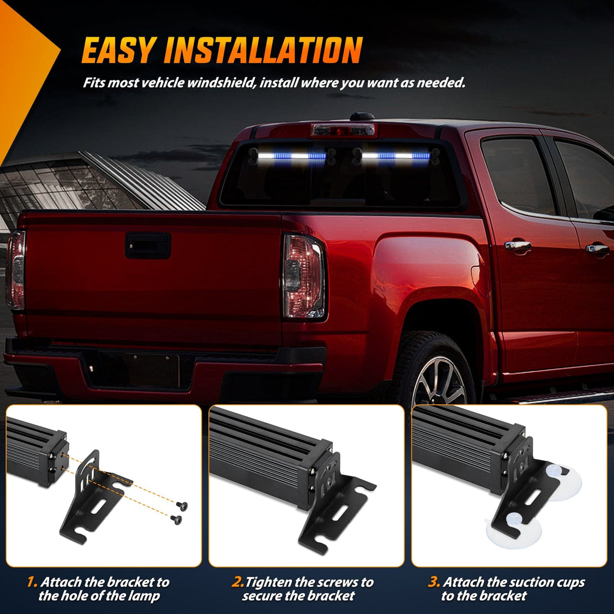 Nilight 144 LED Strobe Traffic Advisor Light Bar Blue White with Controller 2 in 1 Automotive Emergency Warning Flashing Police Windshield Lights Bars for Cars Tow Plow Trucks Construction Vehicles