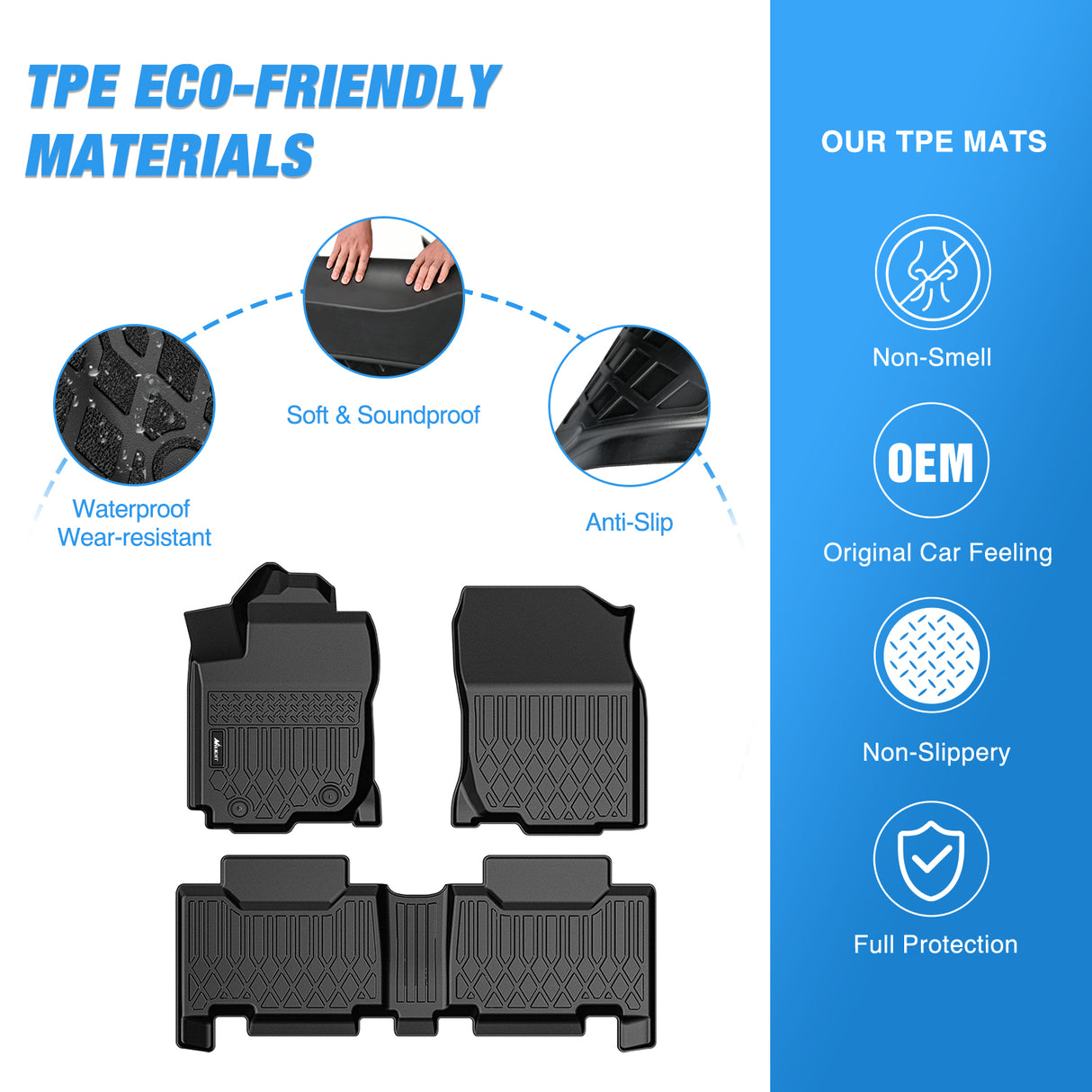 Floor Mats for Toyota RAV4 2013 2014 2015 2016 2017 2018 All Weather Custom Fit Heavy Duty Floor Liners