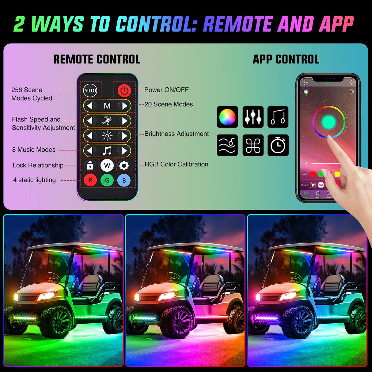 Led light Strip 6Pcs Golf Cart Underglow Light Kit for EZGO Yamaha Club Car