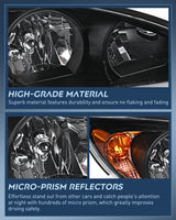 Headlight Assembly for 2002 2003 2004 Toyota Camry LE/XLE Headlamps Replacement Black Housing Amber Reflector Clear Lens Driver and Passenger Side