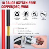 100FT 18AWG Oxygen-Free Copper Wire Red Black Electrical Wire Stranded PVC Cord 2 Conductor Parallel 300V DC Flexible Extension Cords