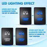 Nilight Camping Lights Push Button Switch 12V ON Off Switches with Connector Wire Kit 1.28Inch x 0.87Inch Replacement for Toyota Sequoia Highlander Tacoma Tundra 4Runner RAVR Yaris