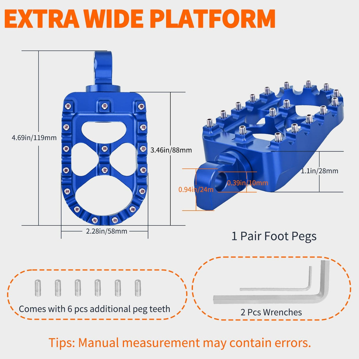 Nilight Motorcycle Foot Pegs Dirt Bike Footpegs Fit for Harley Dyna 1993-2017 Fatboy 1990-2017 Iron 883 2009-2017 Sportster 883 360° Rotating CNC Foot Pegs Heavy Duty Aluminum Alloy Peg Pedal, Blue