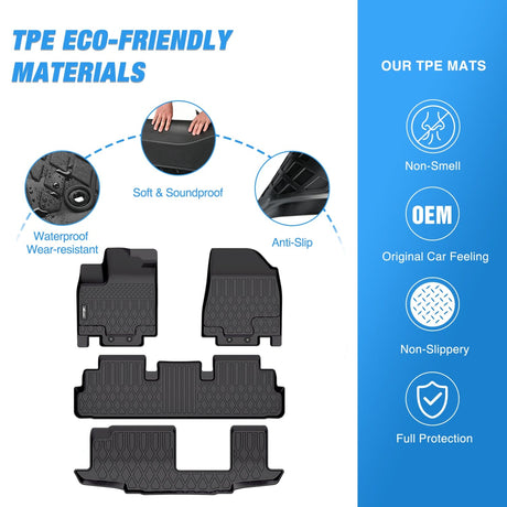 Floor Mat 2022 2023 2024 2025 Nissan Pathfinder 8 Seats 2022 2023 2024 2025 Infiniti QX60 7 Seats TPE Floor Mats