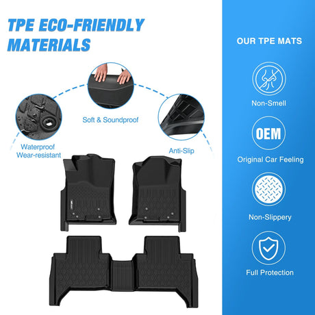 Nilight Floor Mats for Toyota Tacoma Double Cab 2005 2006 2007 2008 2009 2010 2011 2012 2013 2014 2015 All Weather Custom Fit Heavy Duty Floor Liners