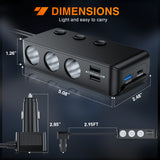 Nilight 9 in 1 Cigarette Lighter Adapter Splitter 3 Sockets PD 65W and QC3.0 18W Ports with Independent Switches LED Voltage Display for 12V 24V Cars SUV Van Truck Jeep Camper