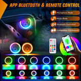 7-Inch RGB LED Headlights with Amber Turn Signal, Remote Control, High/Low Beam, Compatible with Jeep Wrangler JK JKU 2007–2015