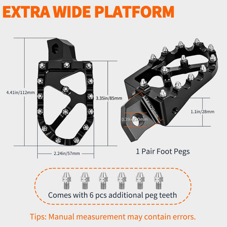 Nilight Motorcycle Foot Pegs Dirt Bike Footpegs Fit for Kawasaki KDX200 1995-2005 KDX200R 1997-2001 KDX220R 2002-2005 KDX250 1991-1994 KX125 KX250 KX500 Heavy Duty CNC Foot Rests Pegs Pedal, Black